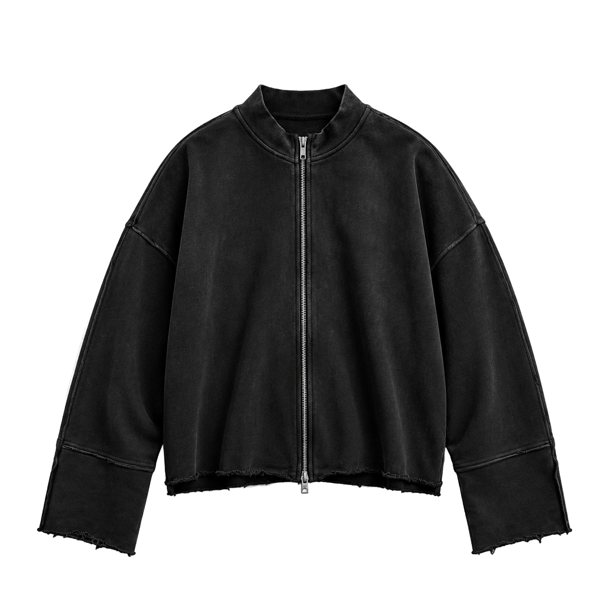 CROPPED ZIP "SHED" /cycle 2 BLACK